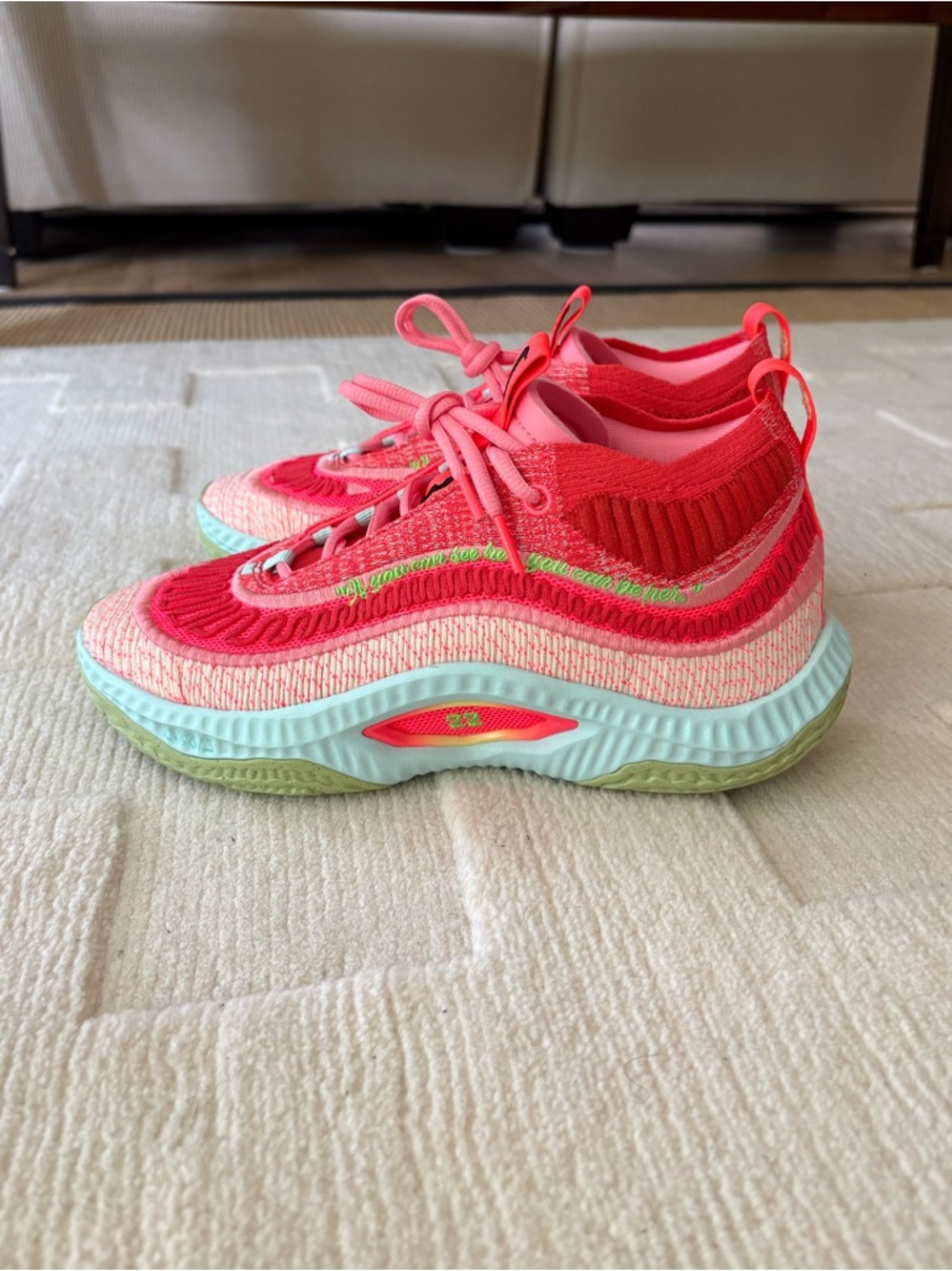 Nike Cosmic Unity 3 Aja Wilson hot pink green blue knit shoes women’s 8 - Picture 2 of 12